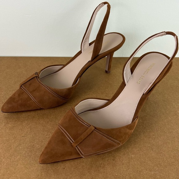 NEW VERONICA BEARD BROWN SUEDE SLINGBACK HEELS - Picture 9 of 15